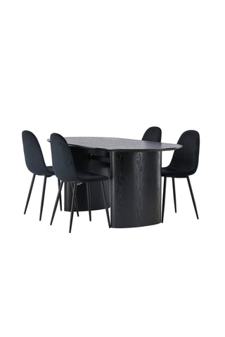Venture Home Isolde Matbord 180*75 - Svart / Svart MDF +Polar Matstol - Svarta ben / Svart sammet _4