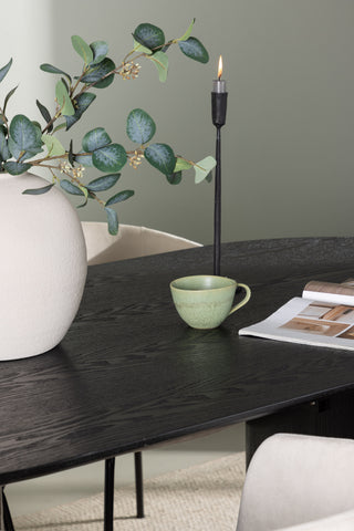 Venture Home Isolde Matbord 180*75 - Svart / Svart MDF +Berit Stol - Svart / Beige sammet _4