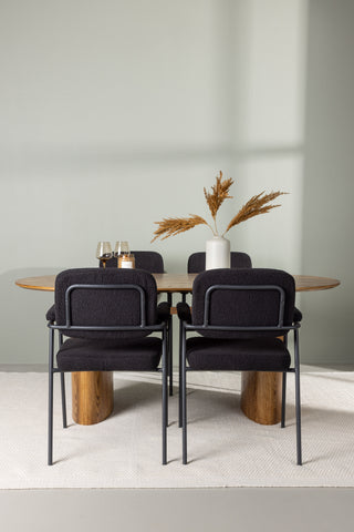 Venture Home Isolde Matbord 140*75 - Natur / Natur MDF +Yesterday Matstol - Svart / Svart Boucle _4