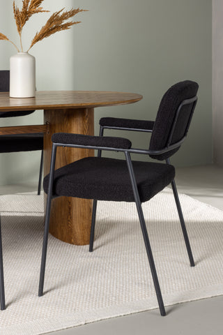 Venture Home Isolde Matbord 140*75 - Natur / Natur MDF +Yesterday Matstol - Svart / Svart Boucle _4