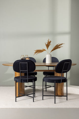 Venture Home Isolde Matbord 140*75 - Natur / Natur MDF +Stella Matstol - Svart / Svart sammet _4