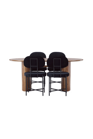 Venture Home Isolde Matbord 140*75 - Natur / Natur MDF +Stella Matstol - Svart / Svart sammet _4