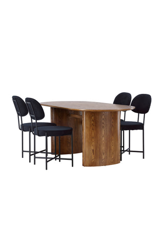 Venture Home Isolde Matbord 140*75 - Natur / Natur MDF +Stella Matstol - Svart / Svart sammet _4
