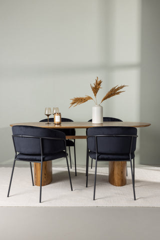 Venture Home Isolde Matbord 140*75 - Natur / Natur MDF +Selma Matstol - Svart / Svart sammet _4