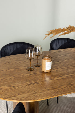 Venture Home Isolde Matbord 140*75 - Natur / Natur MDF +Selma Matstol - Svart / Svart sammet _4