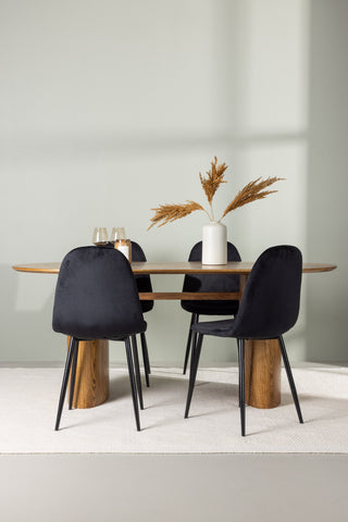 Venture Home Isolde Matbord 140*75 - Nature / Nature MDF +Polar Matstol - Svarta ben / Black Velvet _4