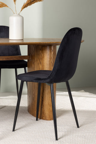 Venture Home Isolde Matbord 140*75 - Nature / Nature MDF +Polar Matstol - Svarta ben / Black Velvet _4