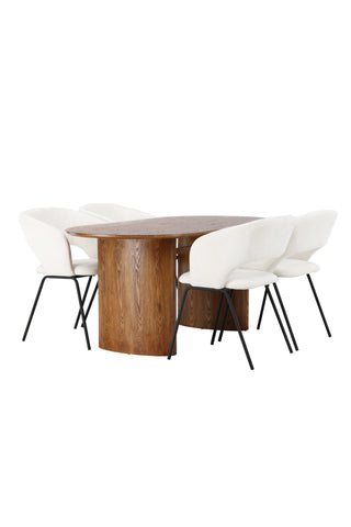 Venture Home Isolde Matbord 140*75 - Natur / Natur MDF +Day Matstol - Mattsvart / Vit Linne _4