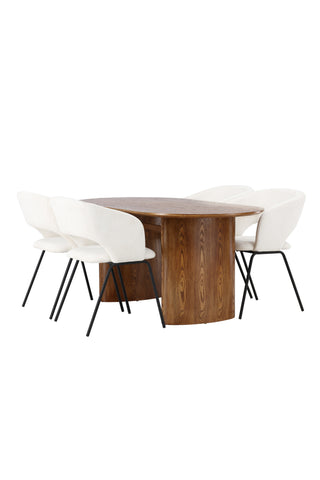 Venture Home Isolde Matbord 140*75 - Natur / Natur MDF +Day Matstol - Mattsvart / Vit Linne _4
