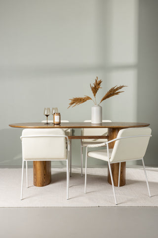 Venture Home Isolde Matbord 140*75 - Natur / Natur MDF +Tvist Matstol - Beige / Beige PU _4c