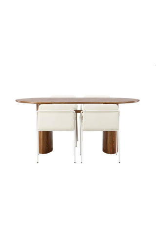 Venture Home Isolde Matbord 140*75 - Natur / Natur MDF +Tvist Matstol - Beige / Beige PU _4c