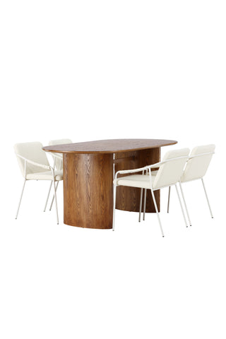 Venture Home Isolde Matbord 140*75 - Natur / Natur MDF +Tvist Matstol - Beige / Beige PU _4c