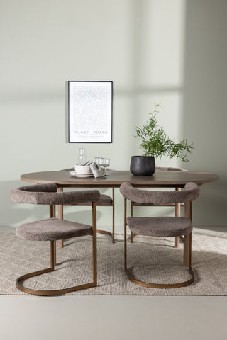 Venture Home Andy Matbord 180*75 - Naturlig / Naturlig MDF + Morgonmatstol - Svart / Svart Boucle _4