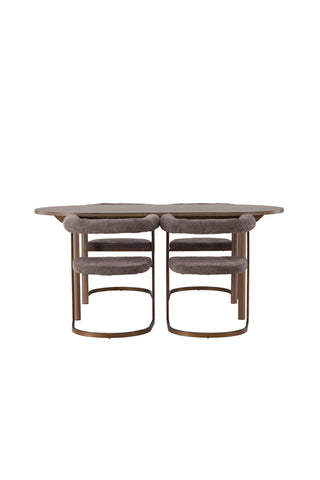 Venture Home Andy Matbord 180*75 - Naturlig / Naturlig MDF + Morgonmatstol - Svart / Svart Boucle _4