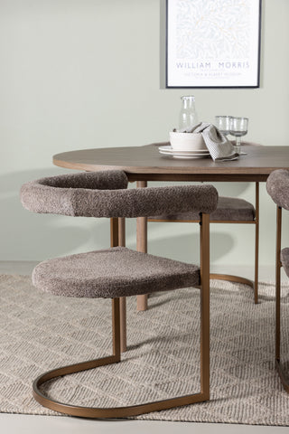 Venture Home Andy Matbord 180*75 - Naturlig / Naturlig MDF + Morgonmatstol - Svart / Svart Boucle _4