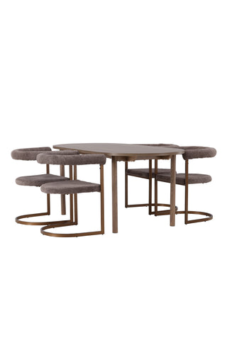 Venture Home Andy Matbord 180*75 - Naturlig / Naturlig MDF + Morgonmatstol - Svart / Svart Boucle _4