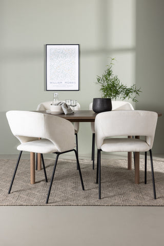 Venture Home Andy Matbord 180*75 - Naturlig / Naturlig MDF +Day Dining Chair - Mattsvart / Vit Linne _4