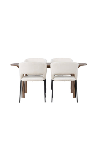 Venture Home Andy Matbord 180*75 - Naturlig / Naturlig MDF +Day Dining Chair - Mattsvart / Vit Linne _4