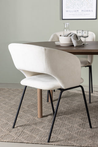 Venture Home Andy Matbord 180*75 - Naturlig / Naturlig MDF +Day Dining Chair - Mattsvart / Vit Linne _4