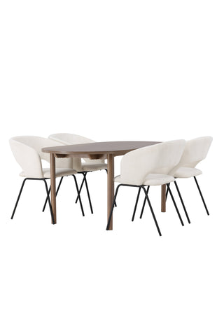 Venture Home Andy Matbord 180*75 - Naturlig / Naturlig MDF +Day Dining Chair - Mattsvart / Vit Linne _4