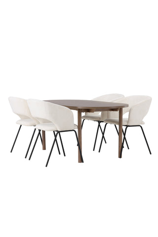 Venture Home Andy Matbord 180*75 - Naturlig / Naturlig MDF +Day Dining Chair - Mattsvart / Vit Linne _4