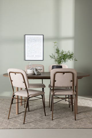 Venture Home Andy Matbord 180*75 - Naturlig / Naturlig MDF +Seda Matstol - Mattbrunt / Beige Tyg _4