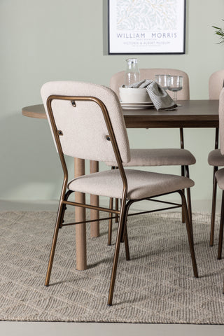 Venture Home Andy Matbord 180*75 - Naturlig / Naturlig MDF +Seda Matstol - Mattbrunt / Beige Tyg _4