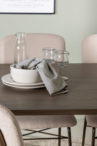 Venture Home Andy Matbord 180*75 - Naturlig / Naturlig MDF +Seda Matstol - Mattbrunt / Beige Tyg _4