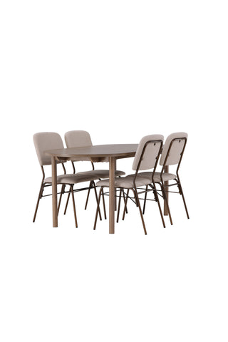 Venture Home Andy Matbord 180*75 - Naturlig / Naturlig MDF +Seda Matstol - Mattbrunt / Beige Tyg _4