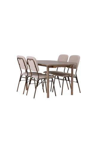 Venture Home Andy Matbord 180*75 - Naturlig / Naturlig MDF +Seda Matstol - Mattbrunt / Beige Tyg _4