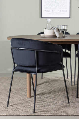 Venture Home Andy Matbord 180*75 - Naturlig / Naturlig MDF +Selma Matstol - Svart / Svart sammet _4