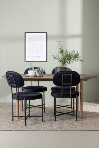 Venture Home Andy Matbord 180*75 - Naturlig / Naturlig MDF +Stella Matstol - Svart / Svart sammet _4