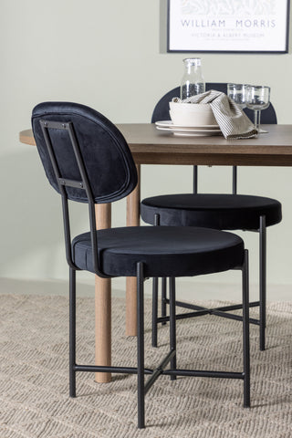 Venture Home Andy Matbord 180*75 - Naturlig / Naturlig MDF +Stella Matstol - Svart / Svart sammet _4