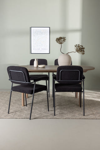 Venture Home Andy Matbord 180*75 - Naturlig / Naturlig MDF +Yesterday Matstol - Svart / Svart Boucle _4