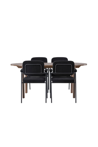Venture Home Andy Matbord 180*75 - Naturlig / Naturlig MDF +Yesterday Matstol - Svart / Svart Boucle _4