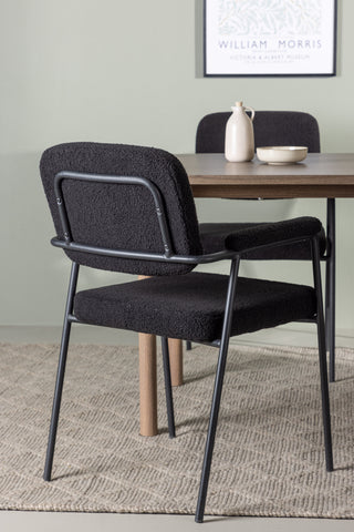 Venture Home Andy Matbord 180*75 - Naturlig / Naturlig MDF +Yesterday Matstol - Svart / Svart Boucle _4