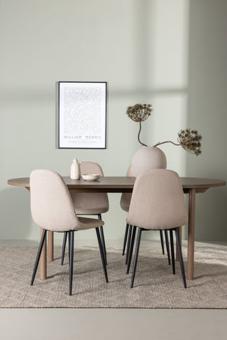 Venture Home Andy Matbord 180*75 - Naturlig / Naturlig MDF +Polar Matstol - Svart / Beige Boucle _4