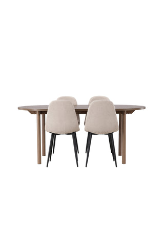 Venture Home Andy Matbord 180*75 - Naturlig / Naturlig MDF +Polar Matstol - Svart / Beige Boucle _4