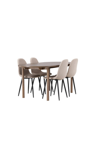 Venture Home Andy Matbord 180*75 - Naturlig / Naturlig MDF +Polar Matstol - Svart / Beige Boucle _4