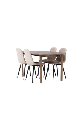 Venture Home Andy Matbord 180*75 - Naturlig / Naturlig MDF +Polar Matstol - Svart / Beige Boucle _4