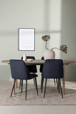 Venture Home Andy Matbord 180*75 - Naturlig / Naturlig MDF +Nattmatstol - Svart / Svart sammet _4