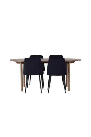 Venture Home Andy Matbord 180*75 - Naturlig / Naturlig MDF +Nattmatstol - Svart / Svart sammet _4