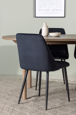 Venture Home Andy Matbord 180*75 - Naturlig / Naturlig MDF +Nattmatstol - Svart / Svart sammet _4