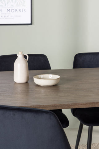 Venture Home Andy Matbord 180*75 - Naturlig / Naturlig MDF +Nattmatstol - Svart / Svart sammet _4