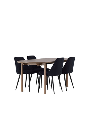 Venture Home Andy Matbord 180*75 - Naturlig / Naturlig MDF +Nattmatstol - Svart / Svart sammet _4