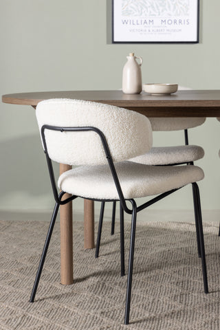 Venture Home Andy Matbord 180*75 - Naturlig / Naturlig MDF +Chico Matstol - Svart / Vit Boucle _4