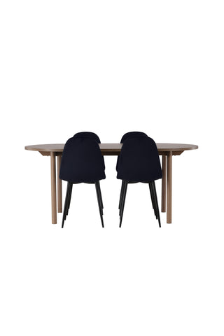 Venture Home Andy Matbord 180*75 - Naturlig / Naturlig MDF +Polar Matstol - Svarta ben / Svart sammet _4