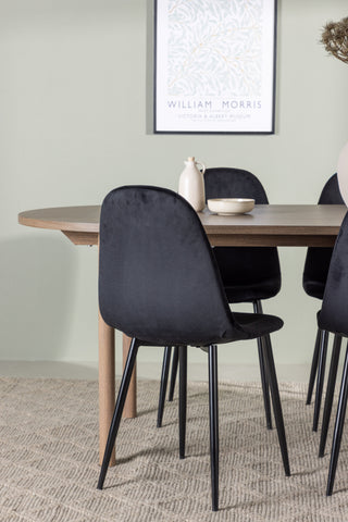 Venture Home Andy Matbord 180*75 - Naturlig / Naturlig MDF +Polar Matstol - Svarta ben / Svart sammet _4