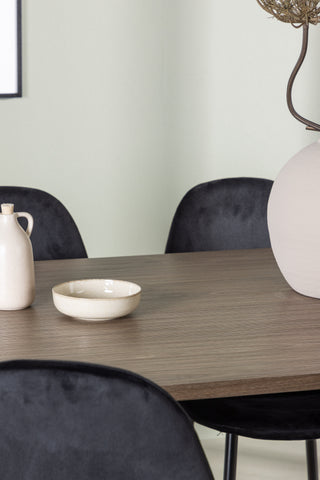 Venture Home Andy Matbord 180*75 - Naturlig / Naturlig MDF +Polar Matstol - Svarta ben / Svart sammet _4