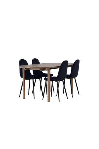 Venture Home Andy Matbord 180*75 - Naturlig / Naturlig MDF +Polar Matstol - Svarta ben / Svart sammet _4